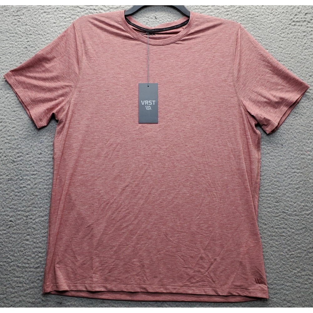 VRST T-Shirt Mens Large Red Stretch Lightweight Short Sleeve Crew Neck Pullover